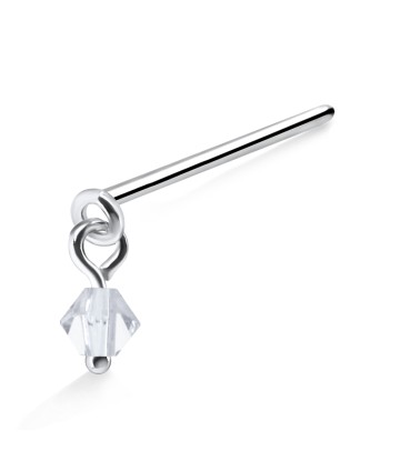 Stone Hook Shaped Silver Straight Nose Stud NSKA-556